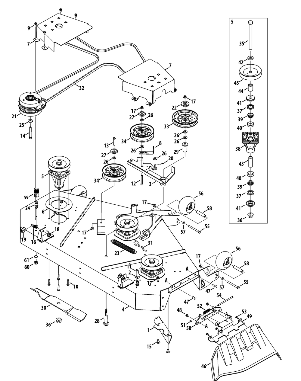 Mower Deck 60-Inch Diagram and Parts List for Z-FORCELZ60 (17BIDAGD-17BIDAGD010)(2015) Cub Cadet Lawn Tractor